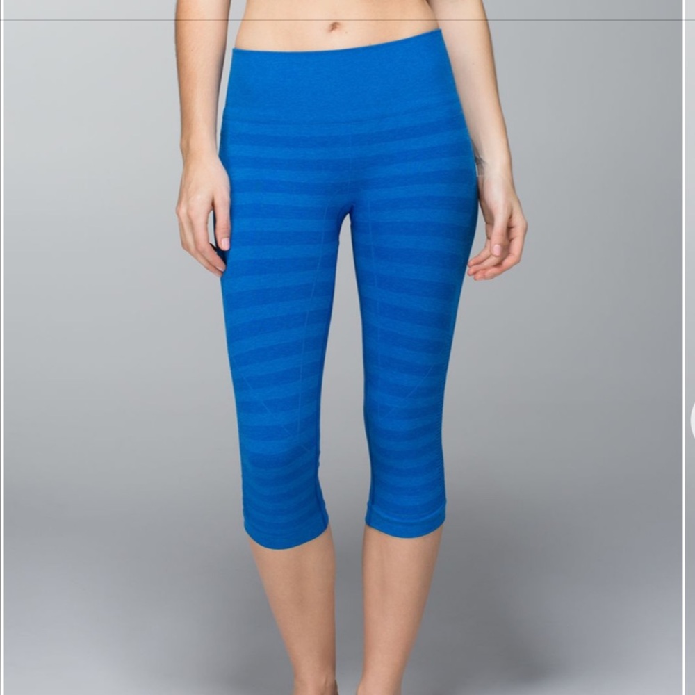 Lululemon In The Flow Crop Stripe Heathered Baroque Blue 4
